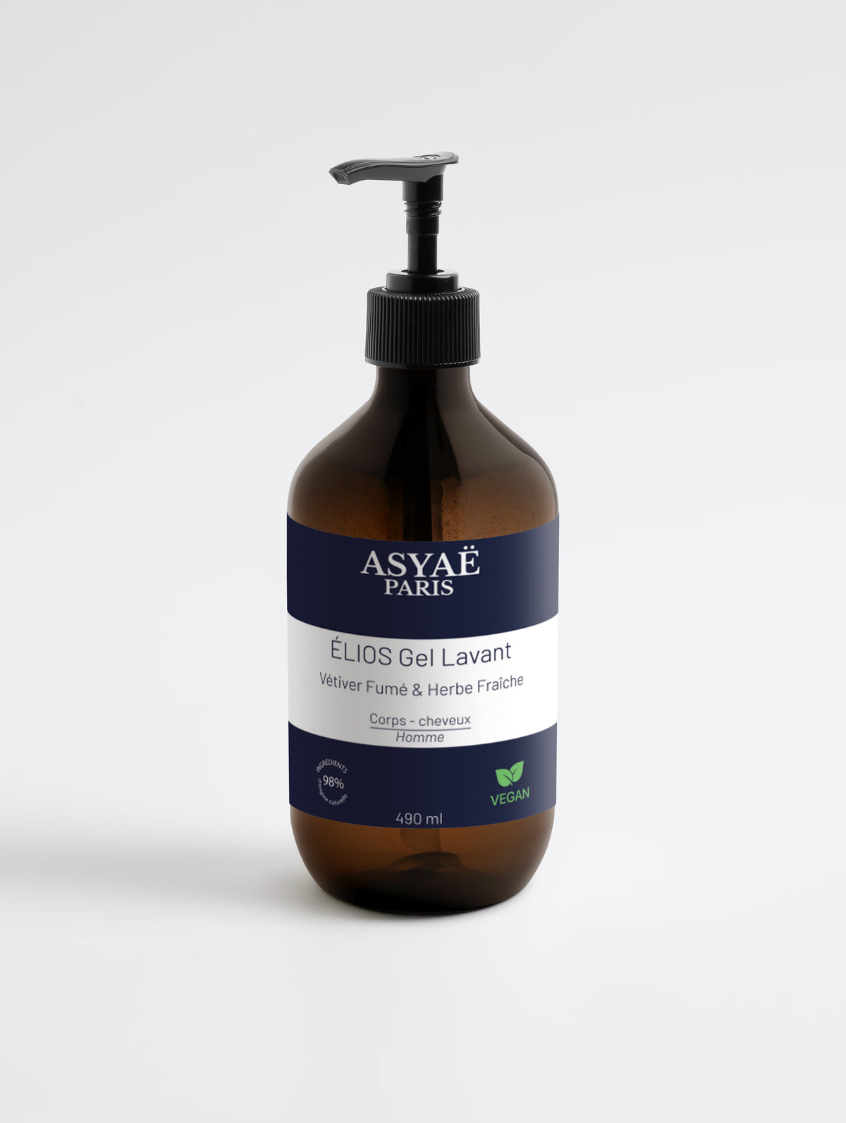 ÉLIOS Gel Lavant Intégral - Vétiver Fumé & Herbe Fraîche 490 ml